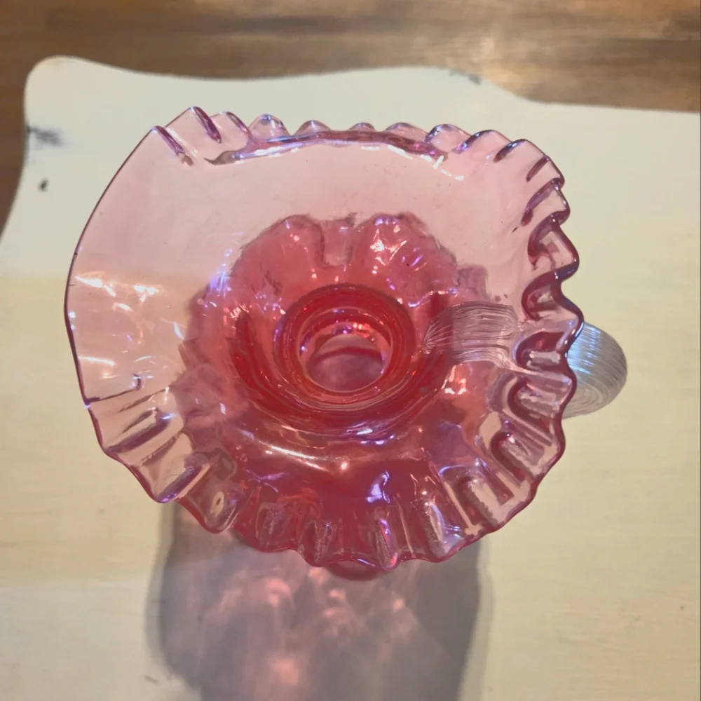 Vintage Fenton Cranberry 8" Melon Pitcher - Picture 5 of 11